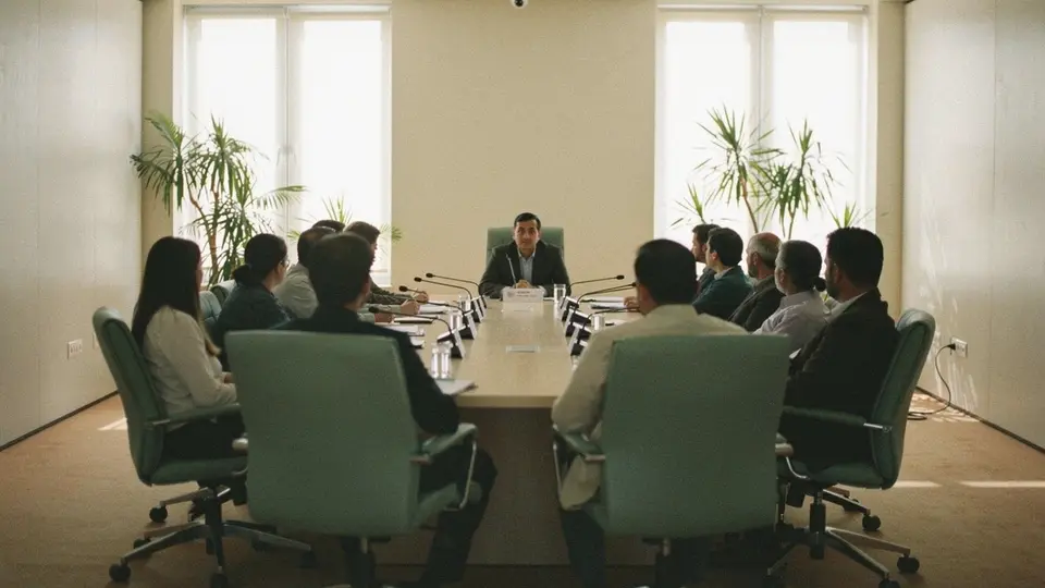 Industry roundtable around a long conference table