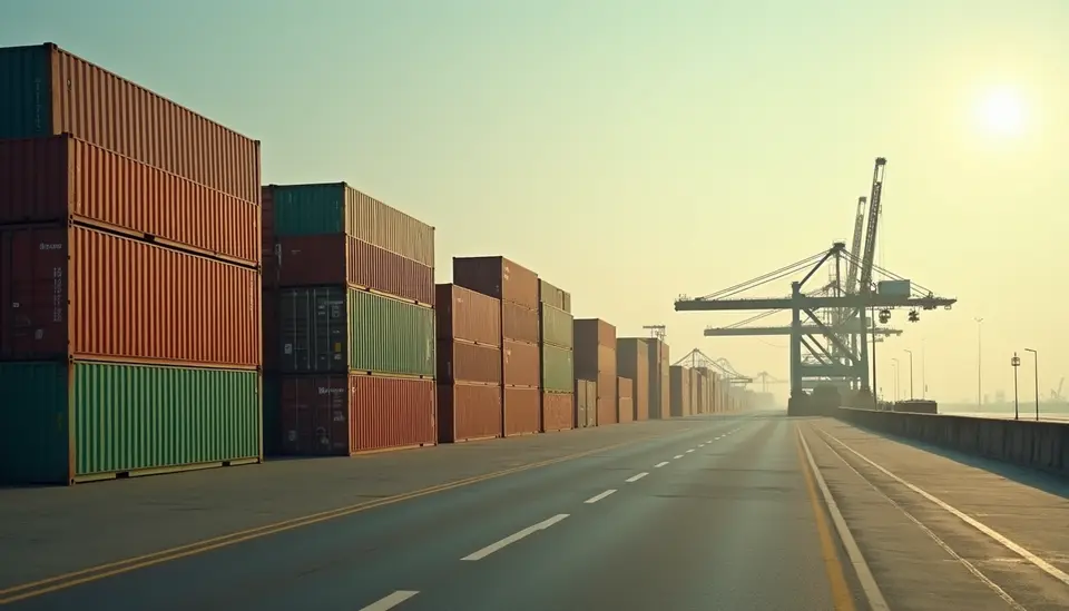 Shipping containers and cranes at a port